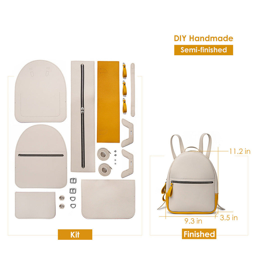 CUCUBIRD Leather Contrast Color Backpack DIY Kit White 