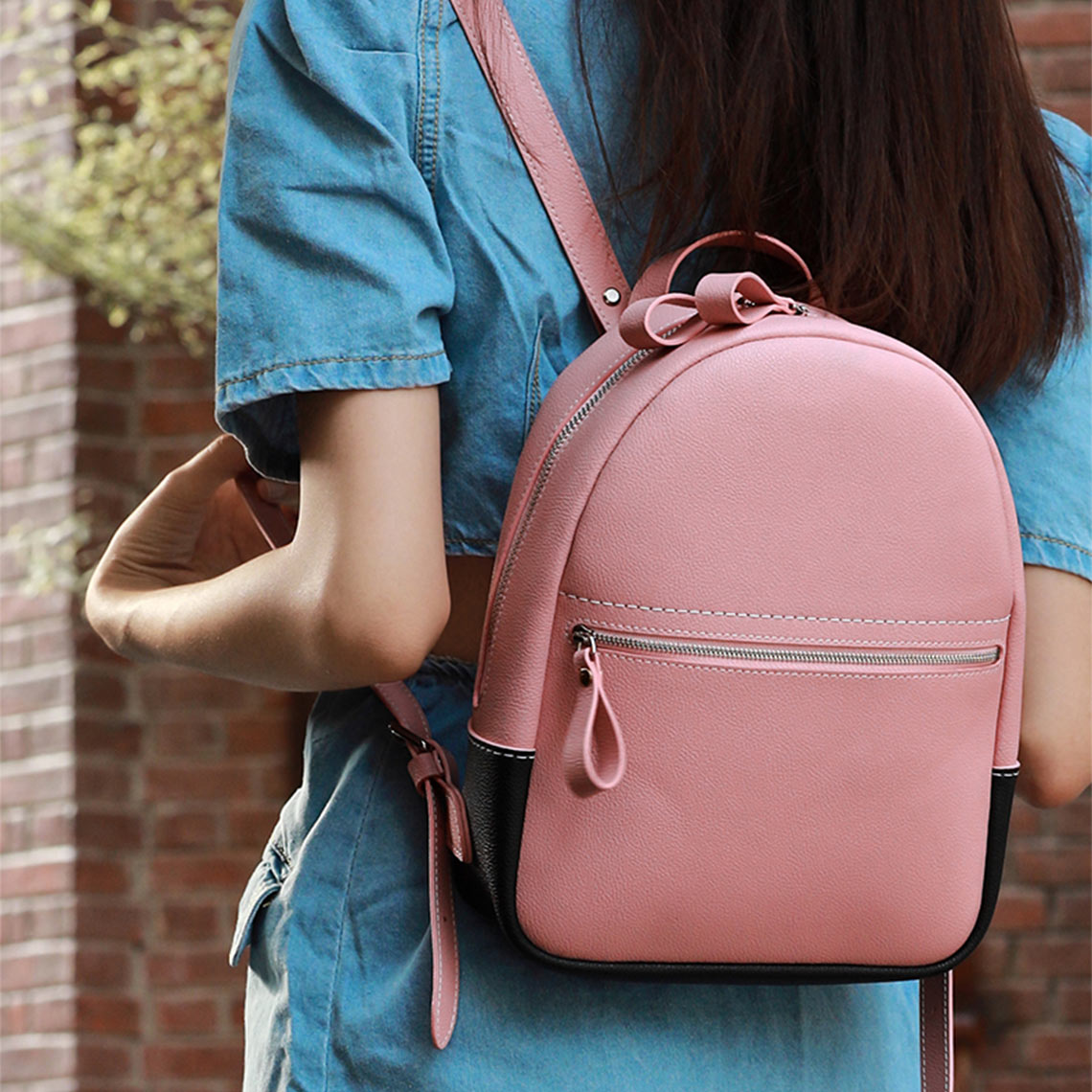 CUCUBIRD Leather Contrast Color Backpack DIY Kit Pink 