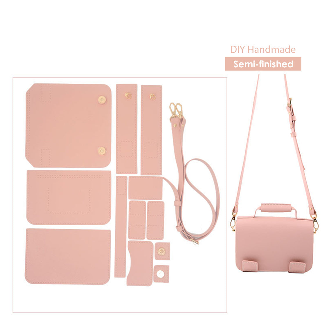 CUCUBIRD Vegan Leather Minimalist Crossbody Bag DIY Kit Pink 