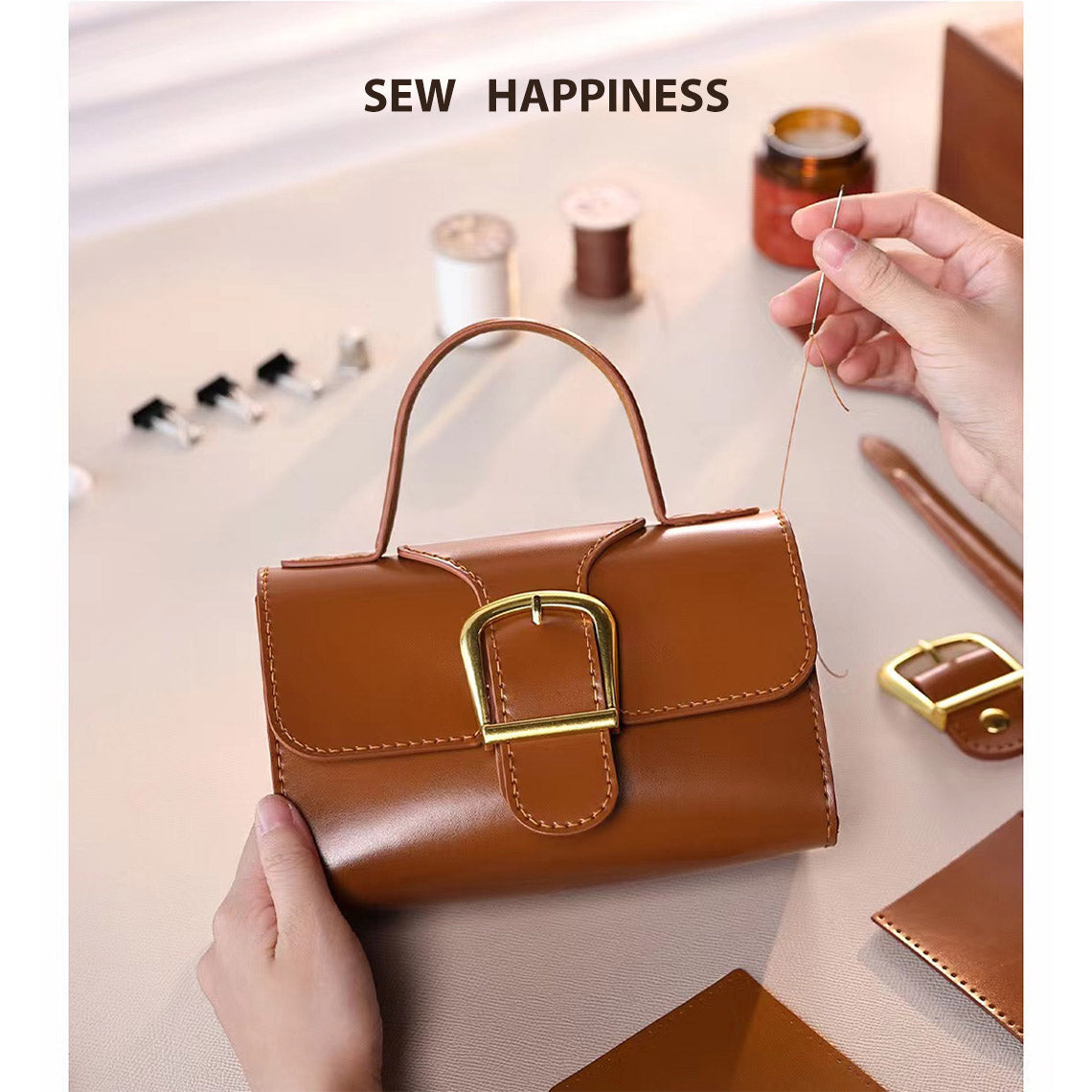 CUCUBIRD Leather Minimalist Buckle Crossbody Bag DIY Kit  