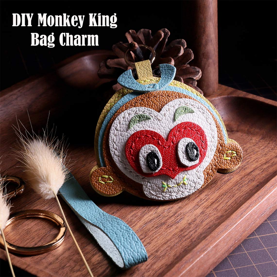 Sheep Leather Monkey King Keychain DIY Kit