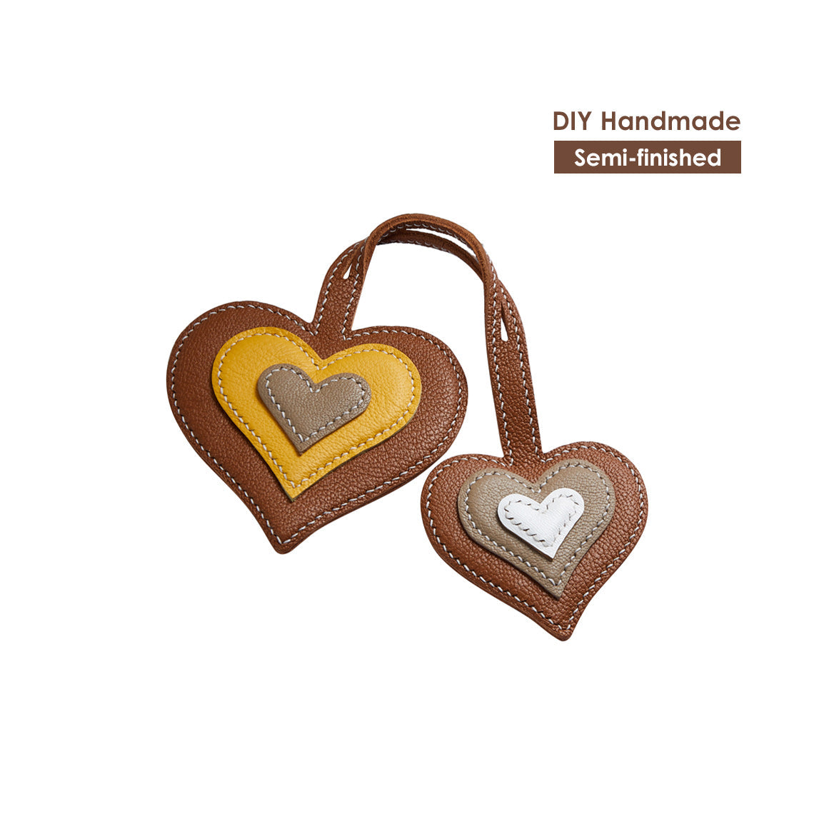 Sheep Leather Double Heart Bag Charm DIY Kit - CUCUBIRD