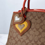 CUCUBIRD Sheep Leather Double Heart Bag Charm DIY Kit Brown 