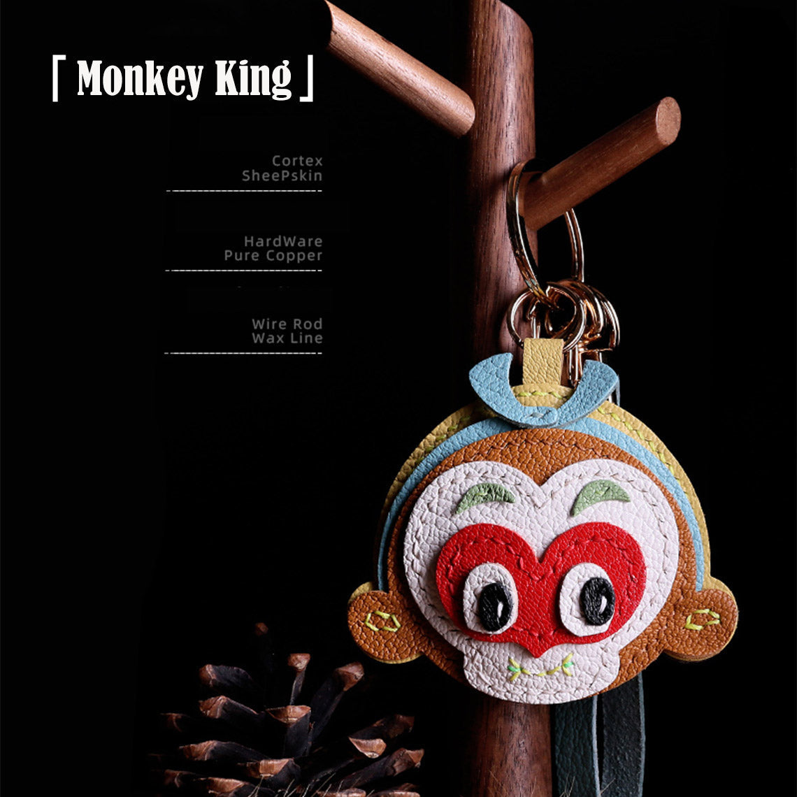 CUCUBIRD Sheep Leather Monkey King Keychain DIY Kit  