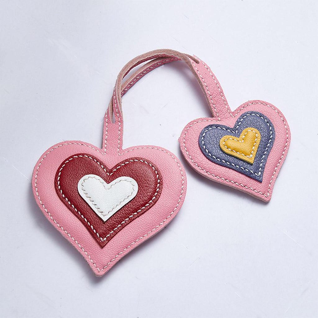 CUCUBIRD Sheep Leather Double Heart Bag Charm DIY Kit  