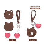 CUCUBIRD Leather Bear Bunny Keychain DIY Kit Brown Bear 
