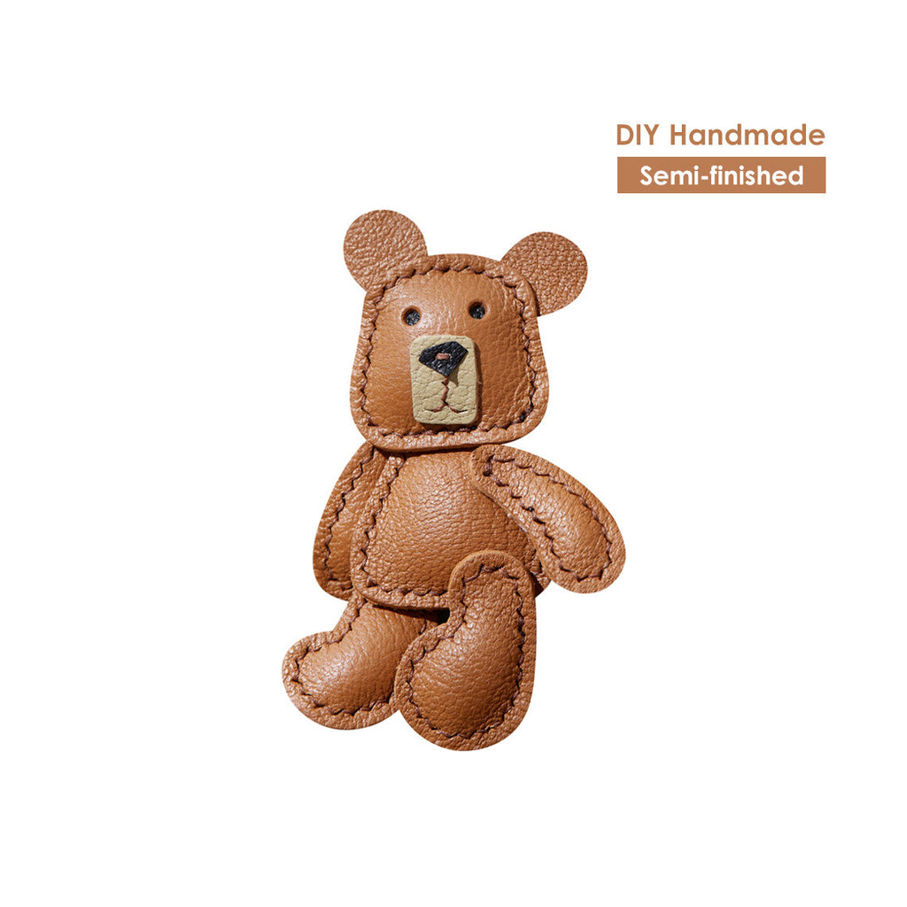 CUCUBIRD Leather Little Bear Keychain Pendant DIY Kit Lambskin 