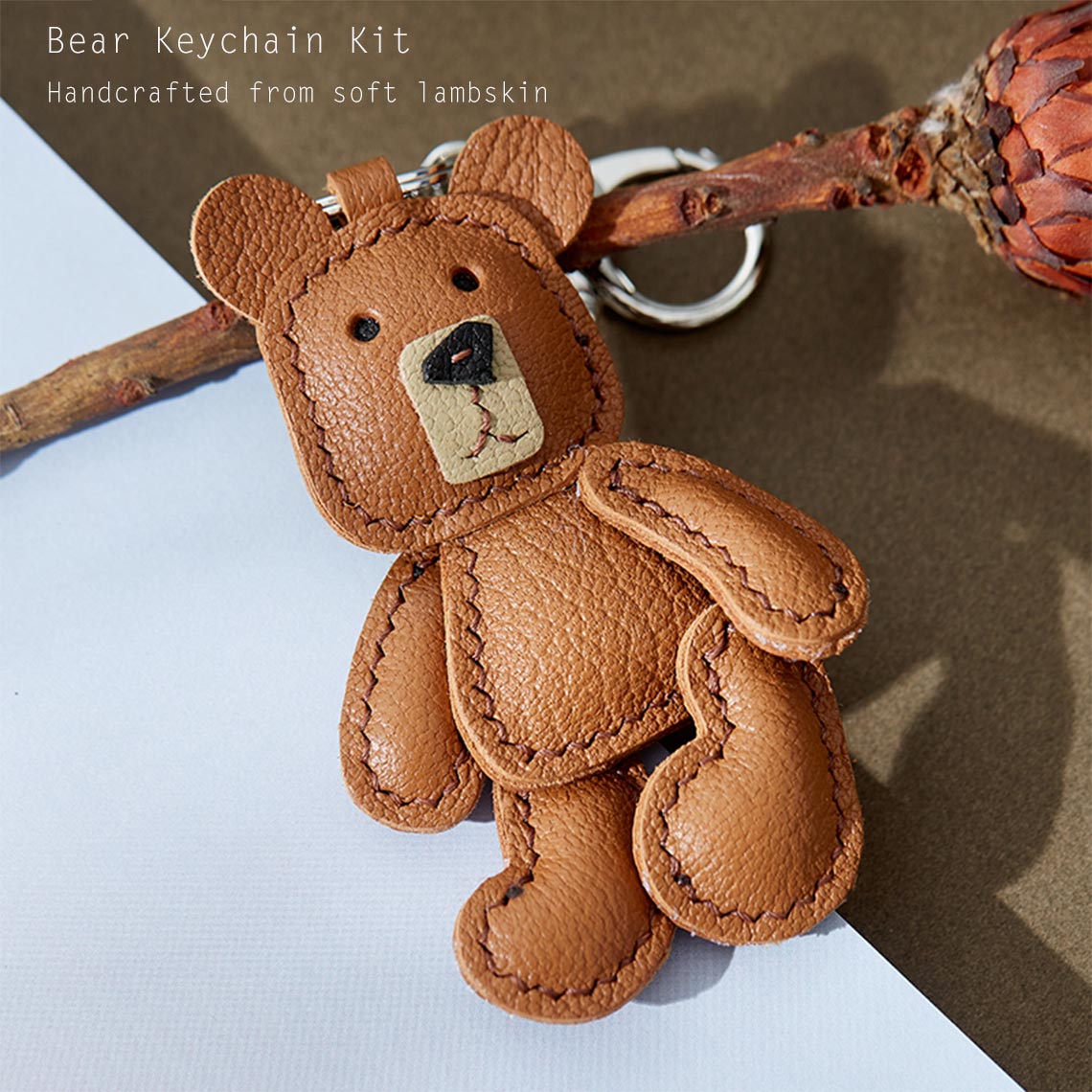 Leather Little Bear Keychain Pendant DIY Kit - CUCUBIRD