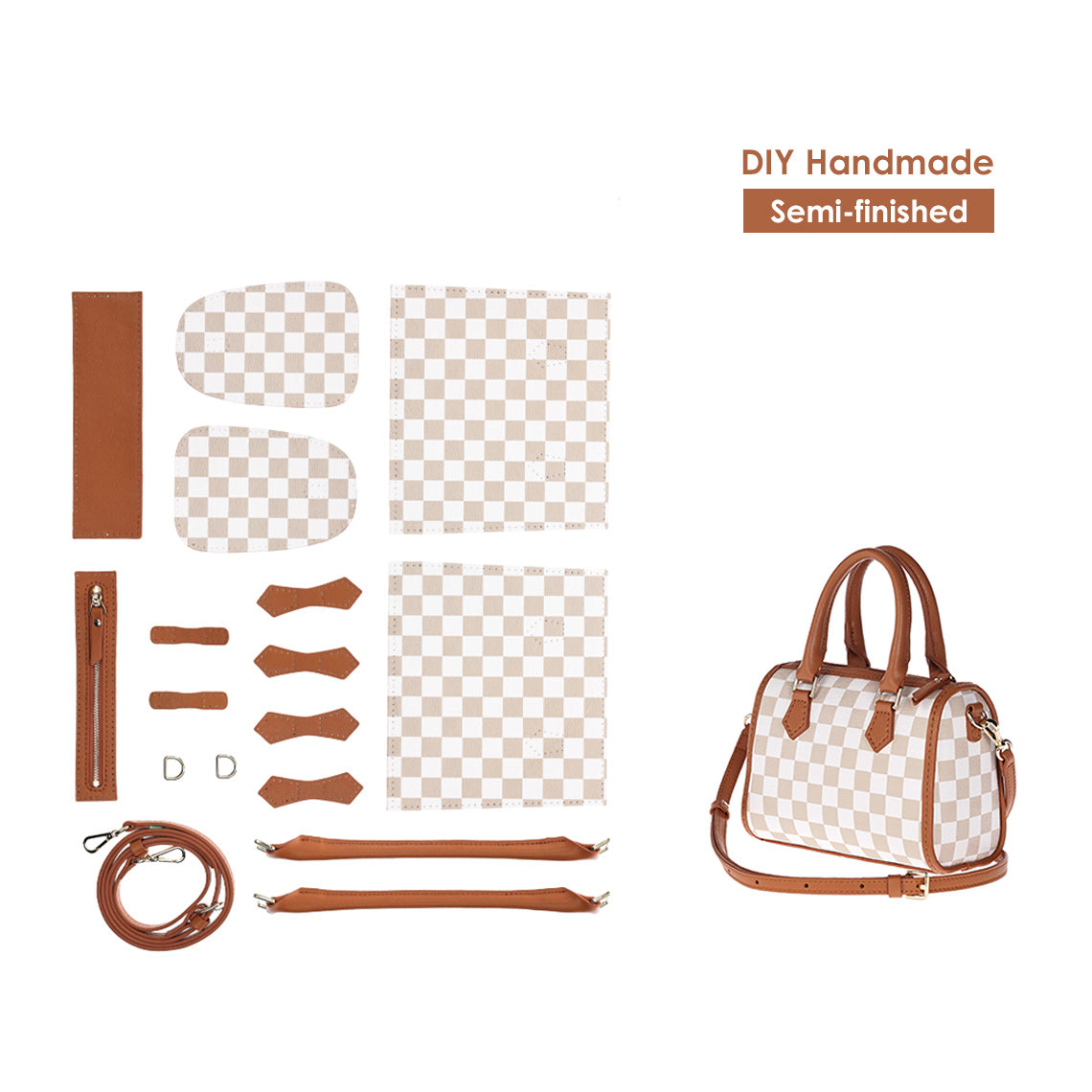 CUCUBIRD Leather Checker Boston Crossbody Bag DIY Kit  