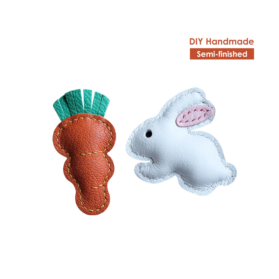 Sheep Leather Bunny & Carrot Keychain DIY Kit - CUCUBIRD