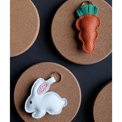 Sheep Leather Bunny & Carrot Keychain DIY Kit - CUCUBIRD