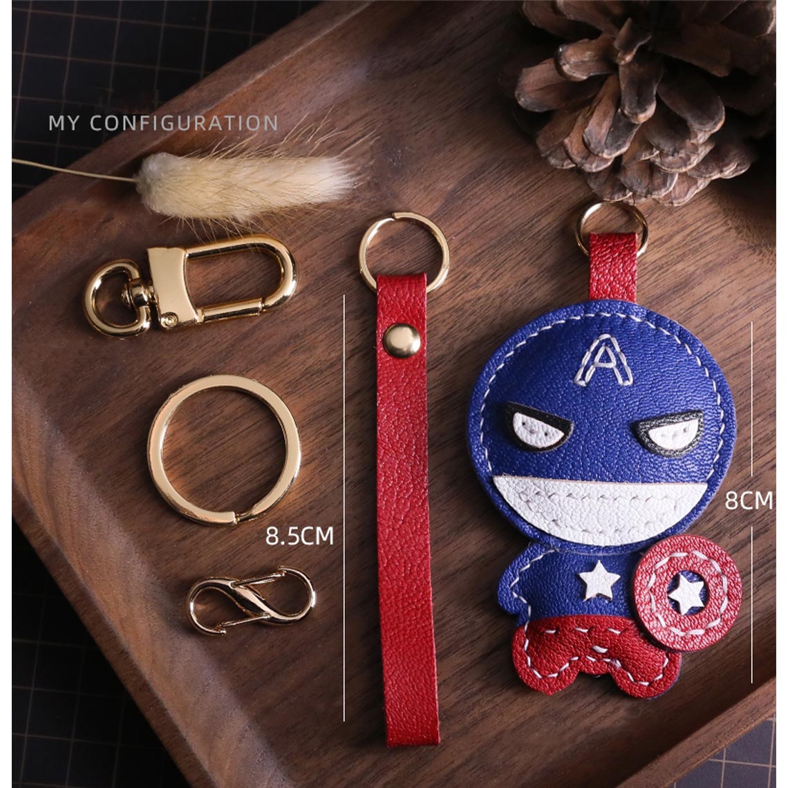 CUCUBIRD Sheep Leather Captain Keychain DIY Kit  