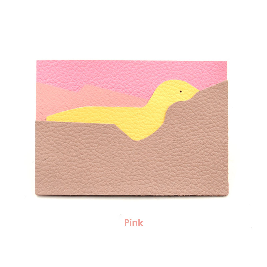 CUCUBIRD Top Grain Leather Dinosaur Card Holder DIY Kit Goat leather - Pink 
