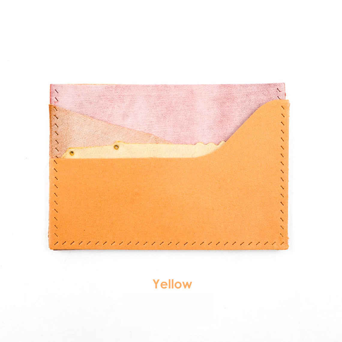 CUCUBIRD Top Grain Leather Alligator Card Holder DIY Kit Cowhide/Yellow 