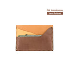 CUCUBIRD Top Grain Leather Alligator Card Holder DIY Kit Cowhide/Coffee Brown 