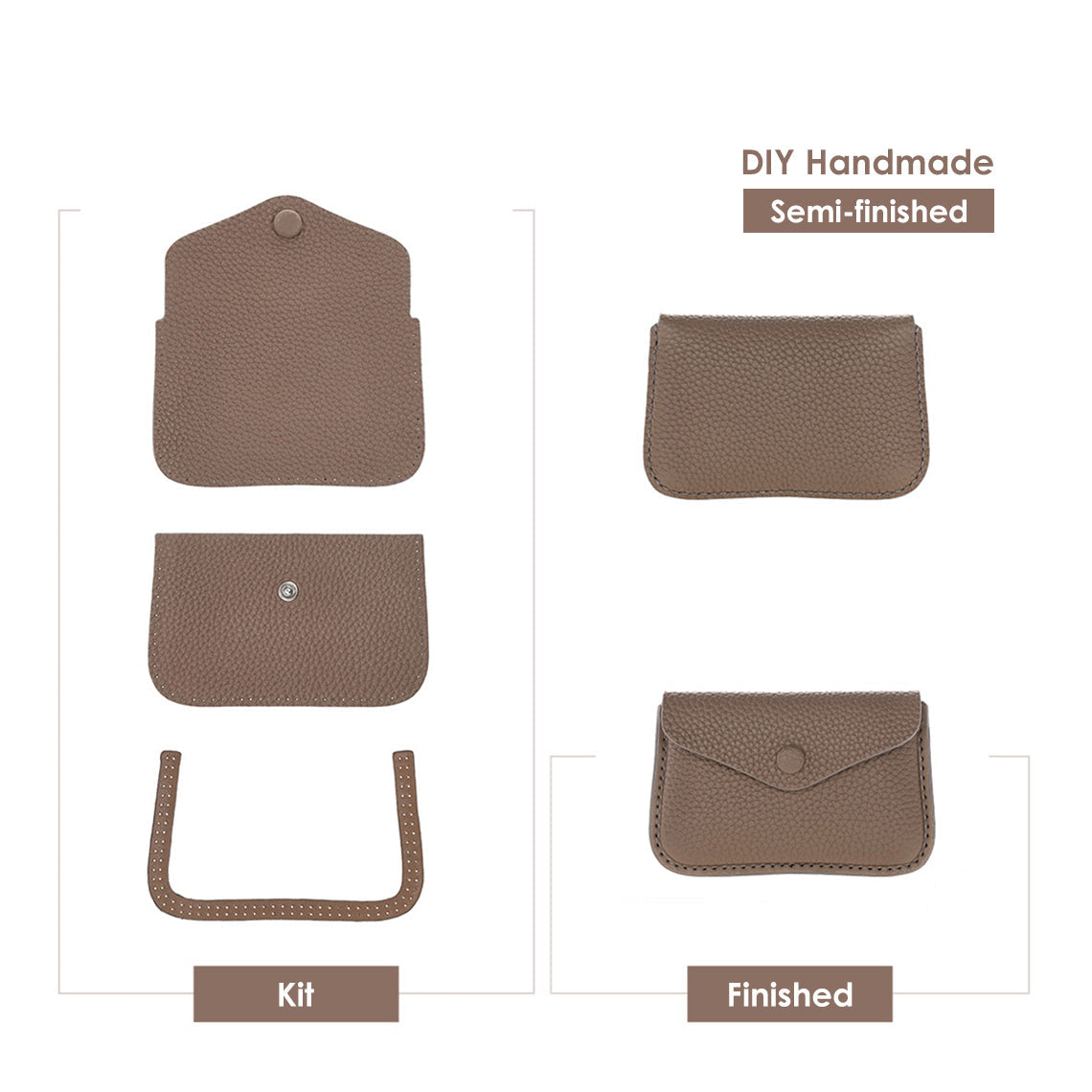 CUCUBIRD Top Grain Leather Envelope Card Holder DIY Kit Taupe 
