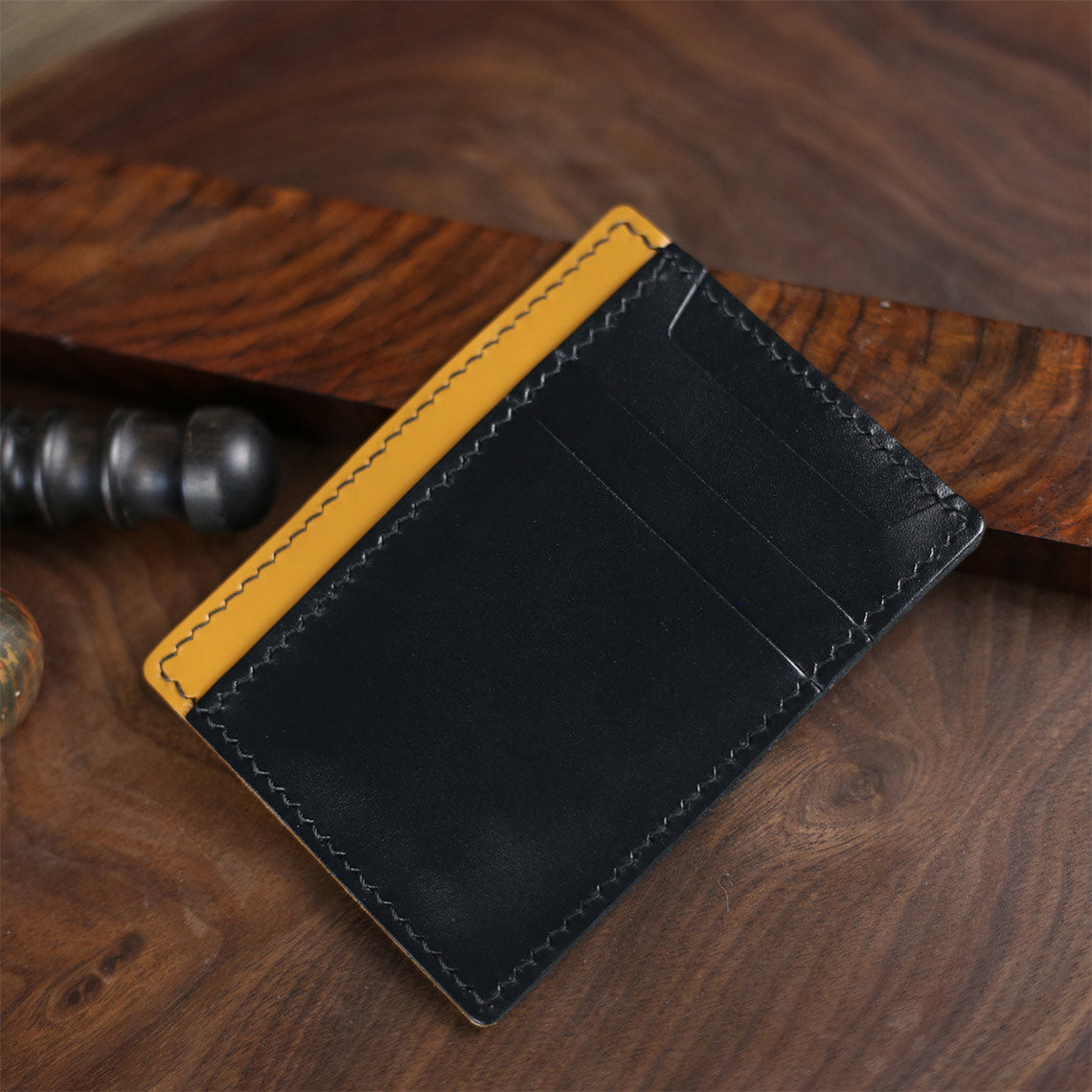 CUCUBIRD Full Grain Leather Sleeve Card Wallet DIY Kit Most Black 