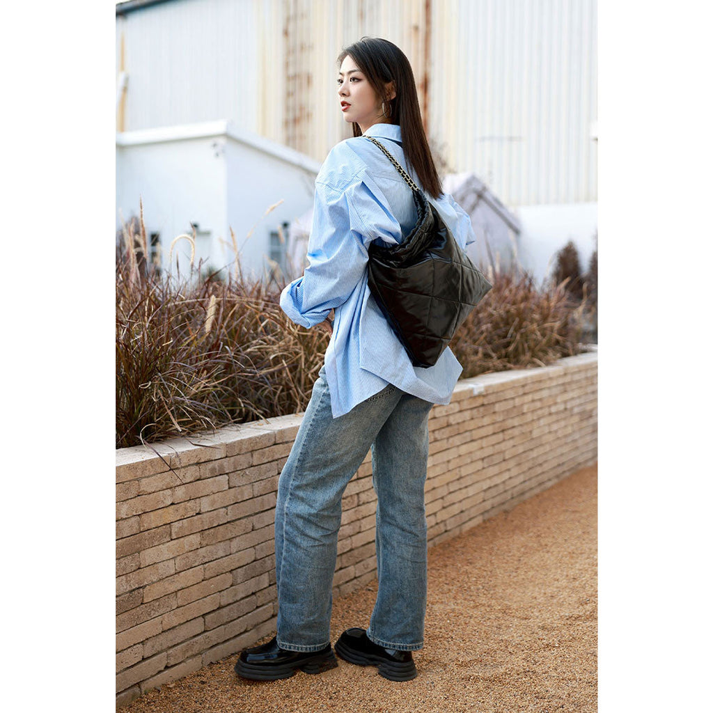 CUCUBIRD Top Grain Leather Quilted Chain Tote Bag DIY Kit  