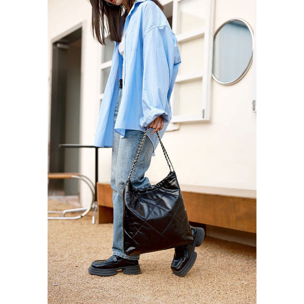 CUCUBIRD Top Grain Leather Quilted Chain Tote Bag DIY Kit  