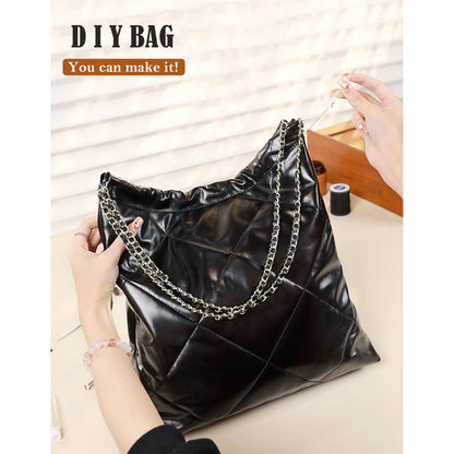 Top Grain Leather Quilted Chain Tote Bag DIY Kit - CUCUBIRD