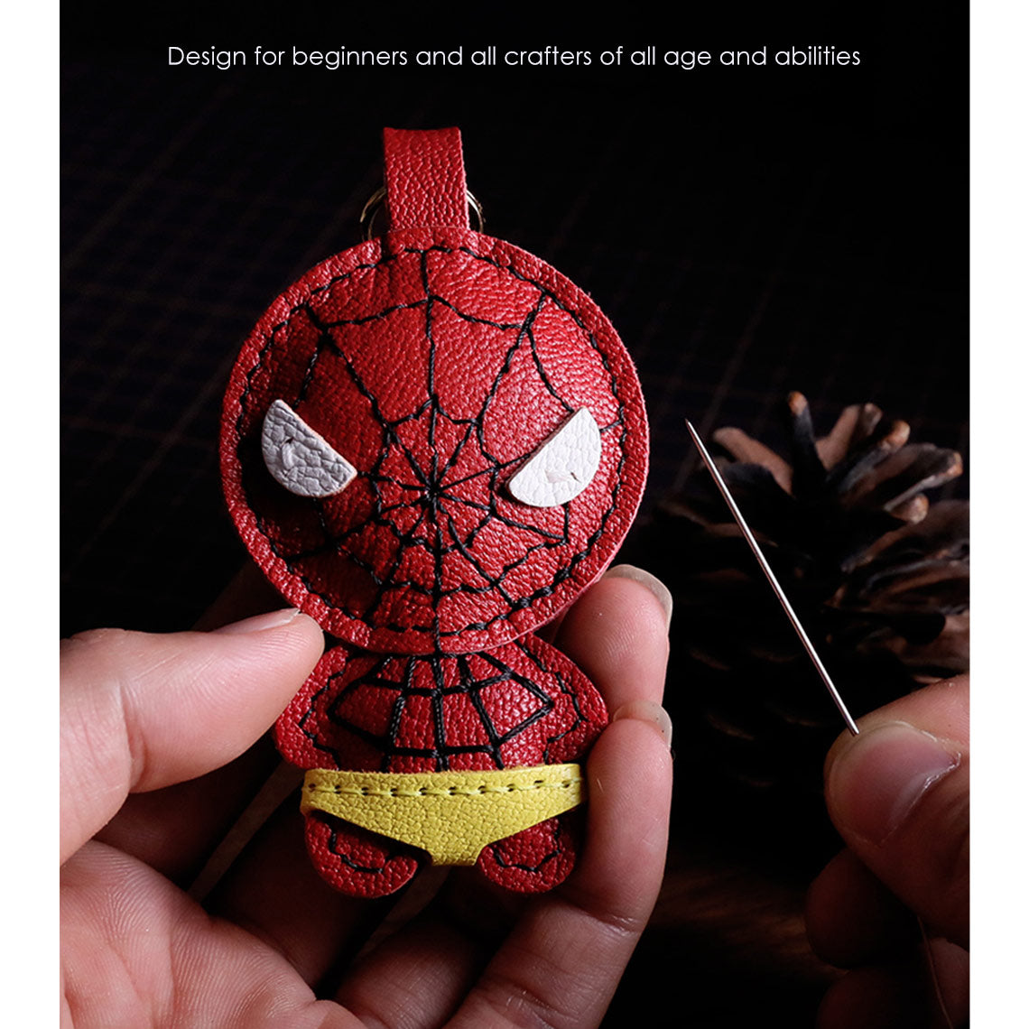CUCUBIRD Sheep Leather Spiderman Keychain DIY Kit  