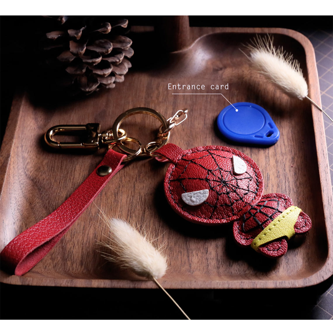 CUCUBIRD Sheep Leather Spiderman Keychain DIY Kit  