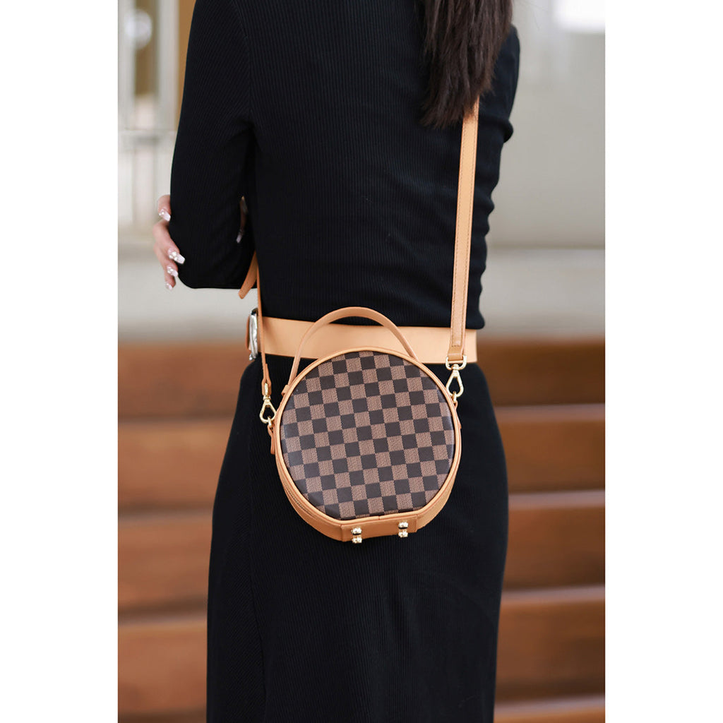 CUCUBIRD Top Grain Leather Checker Mini Round Bag DIY Kit  