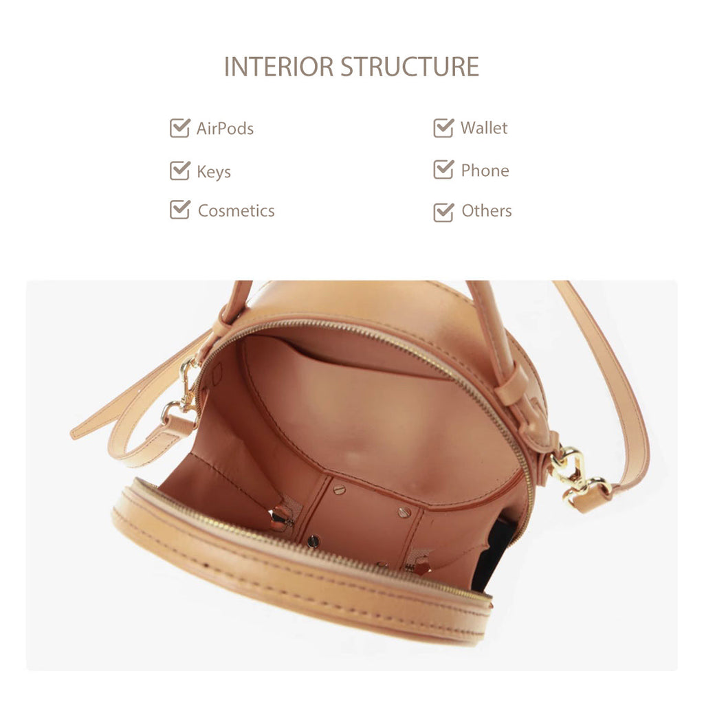 CUCUBIRD Top Grain Leather Checker Mini Round Bag DIY Kit  