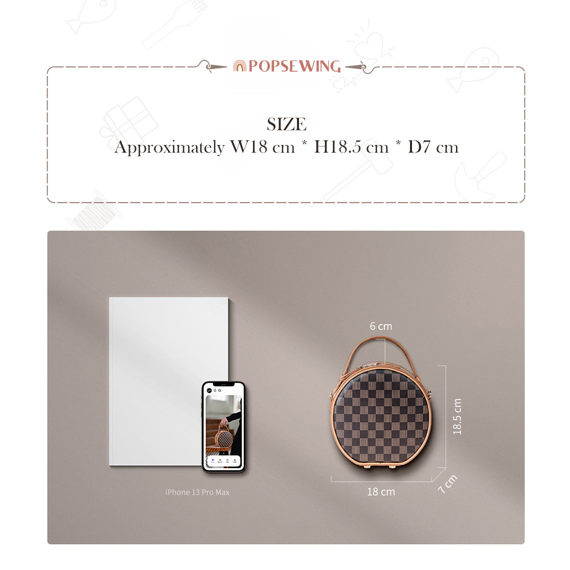 CUCUBIRD Top Grain Leather Checker Mini Round Bag DIY Kit  