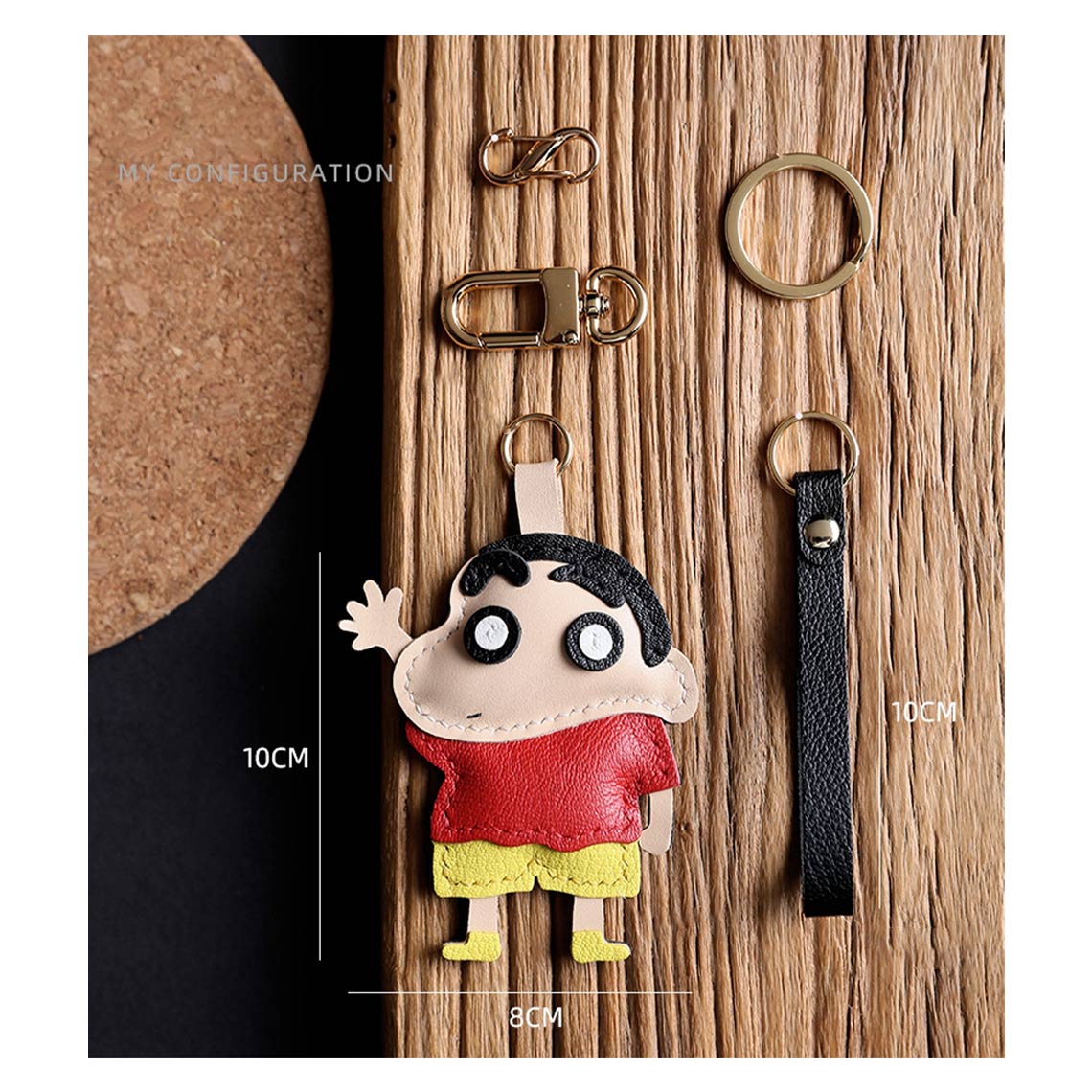 CUCUBIRD Sheep Leather Crayon Shin-chan Keychain DIY Kit  