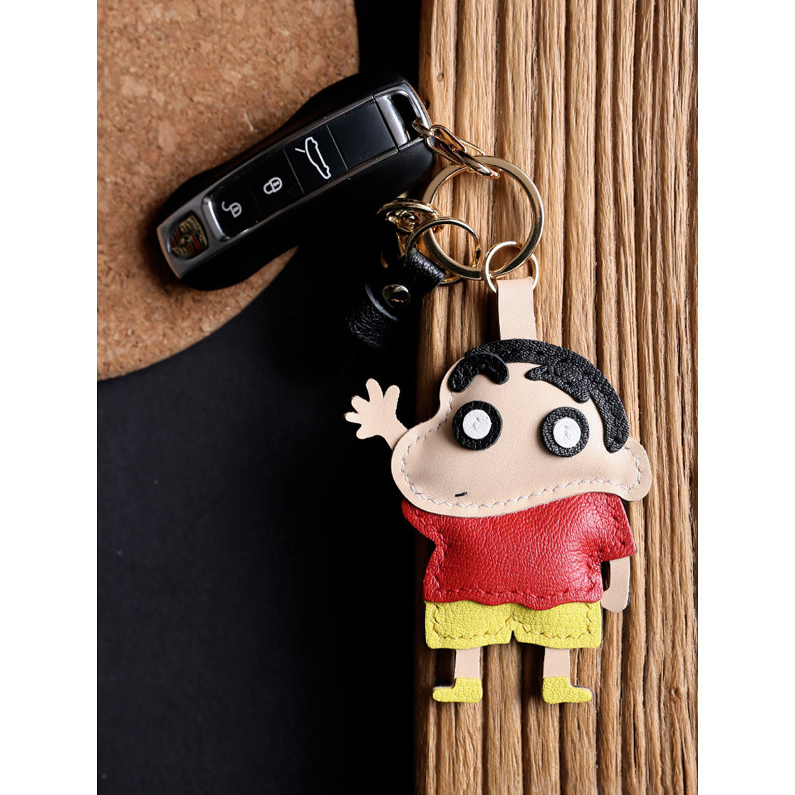 CUCUBIRD Sheep Leather Crayon Shin-chan Keychain DIY Kit  