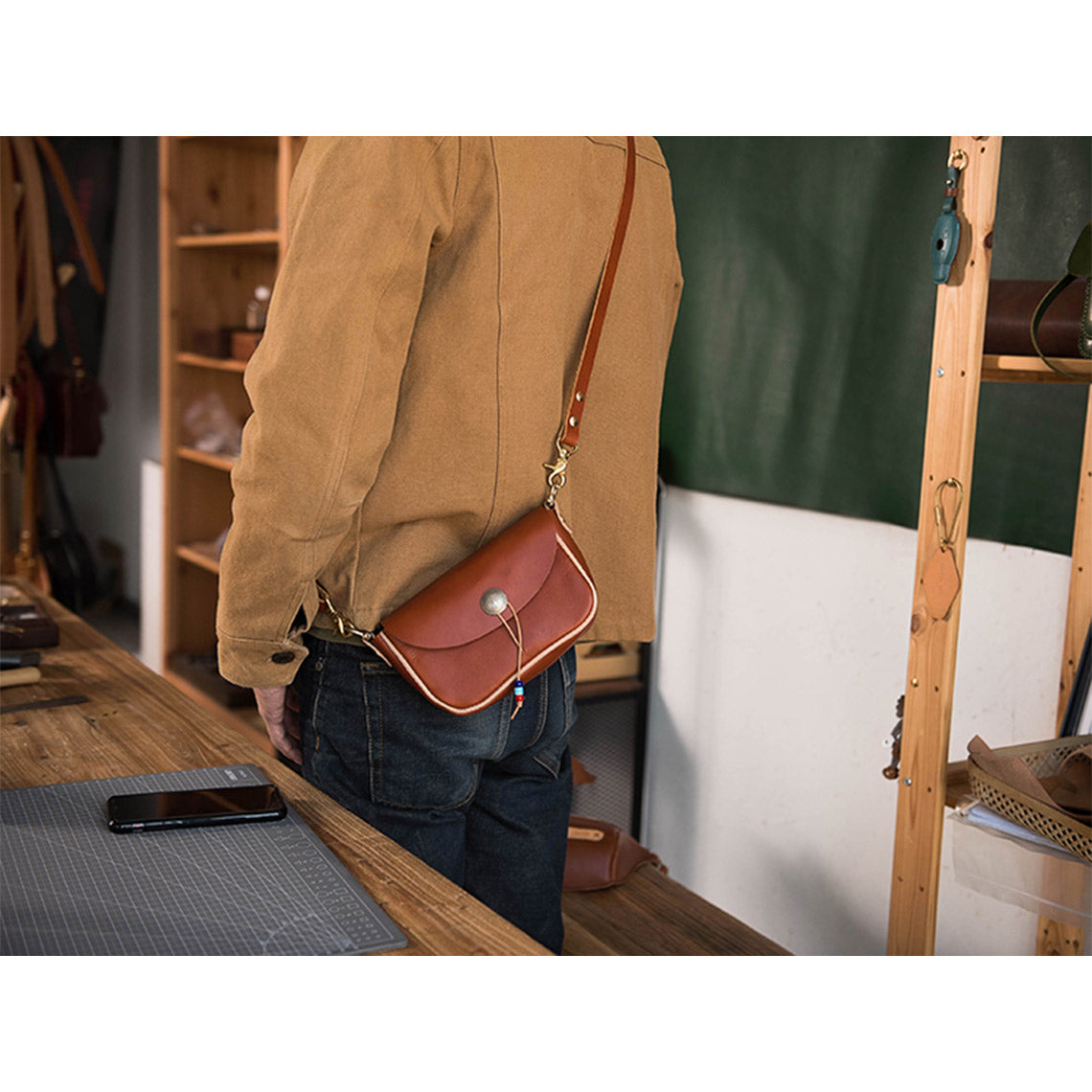 CUCUBIRD Full Grain Leather Vintage Crossbody Bag DIY Kit  