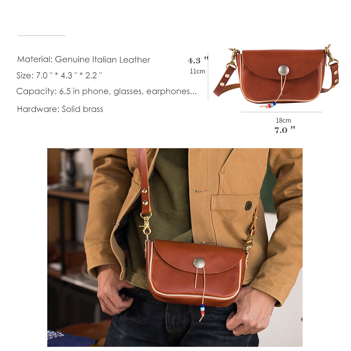 CUCUBIRD Full Grain Leather Vintage Crossbody Bag DIY Kit  