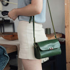 CUCUBIRD Full Grain Leather Women Round Satchel Bag DIY Kit  