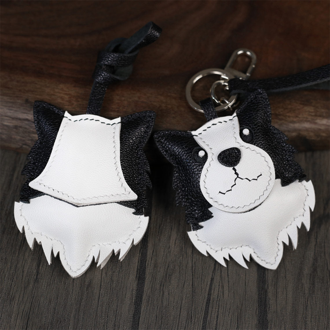 CUCUBIRD Sheep Leather Border Collie Dog Keychain Charm DIY Kit Keychain 