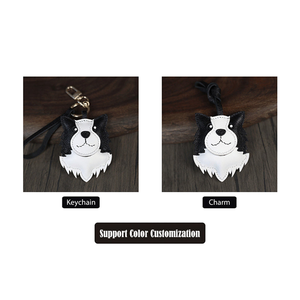CUCUBIRD Sheep Leather Border Collie Dog Keychain Charm DIY Kit  