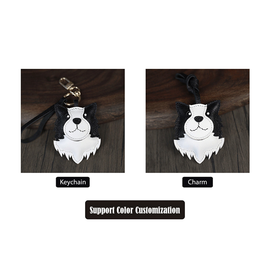 CUCUBIRD Sheep Leather Border Collie Dog Keychain Charm DIY Kit  