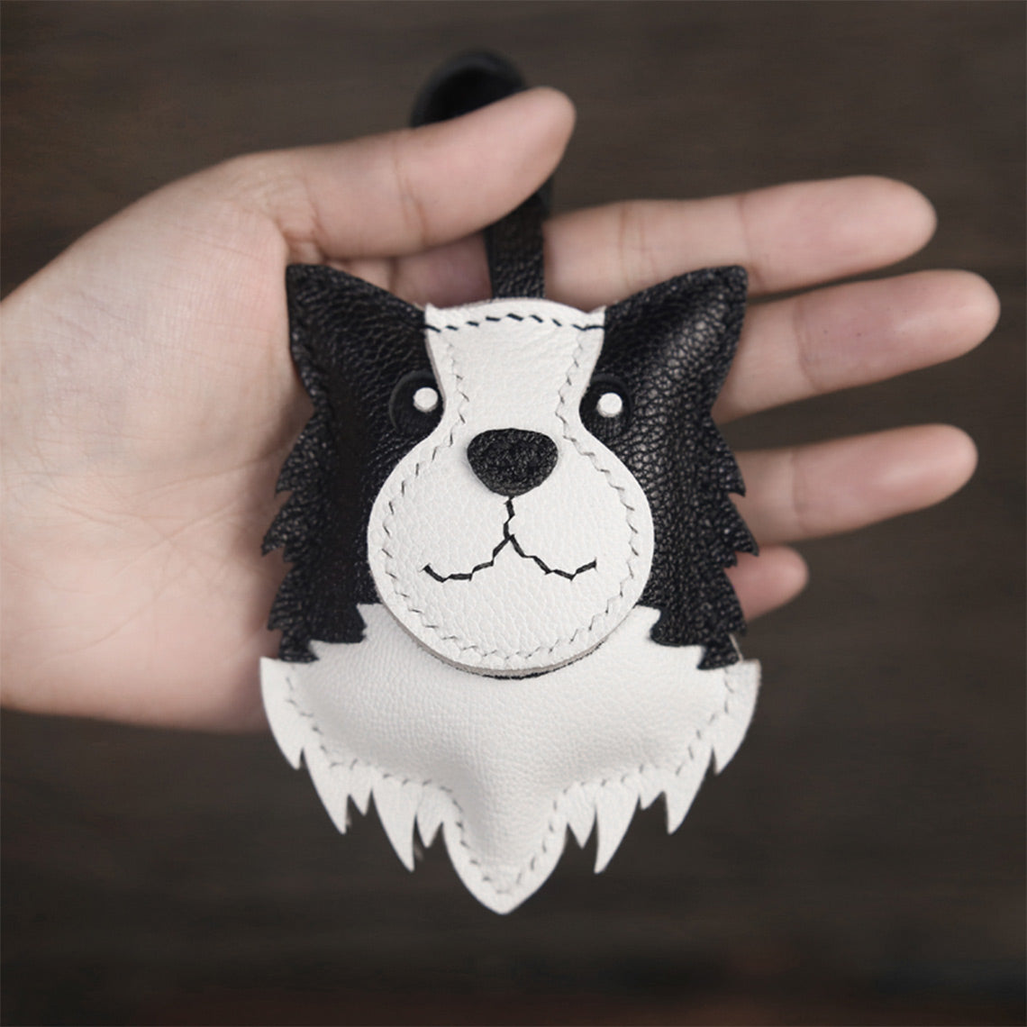 CUCUBIRD Sheep Leather Border Collie Dog Keychain Charm DIY Kit  