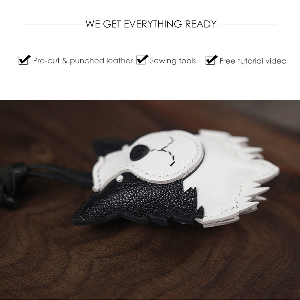 CUCUBIRD Sheep Leather Border Collie Dog Keychain Charm DIY Kit  