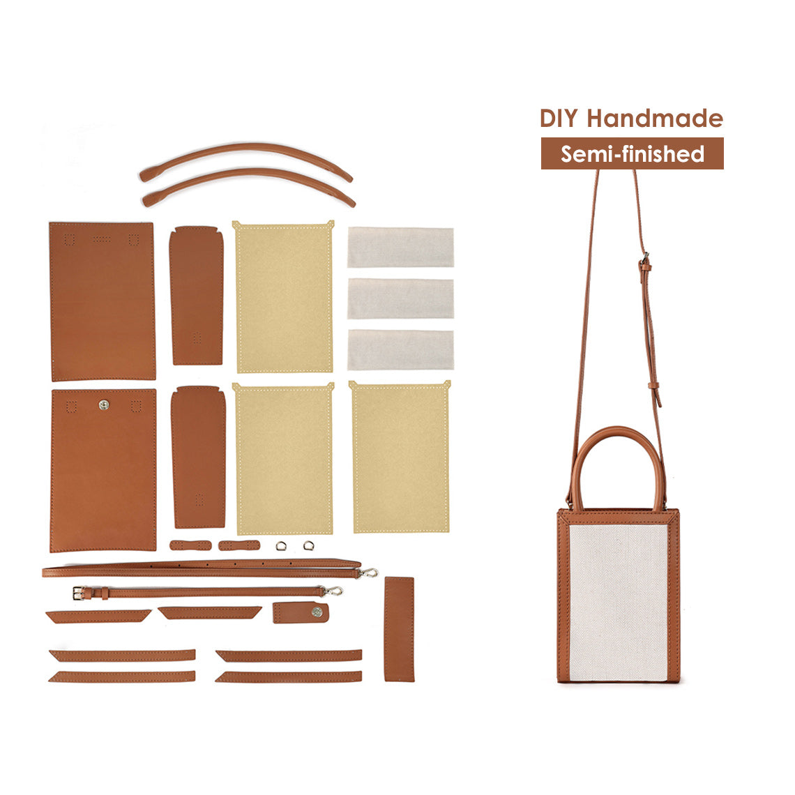 CUCUBIRD Leather Recycle Dustbag Handbag DIY Kit Brown 