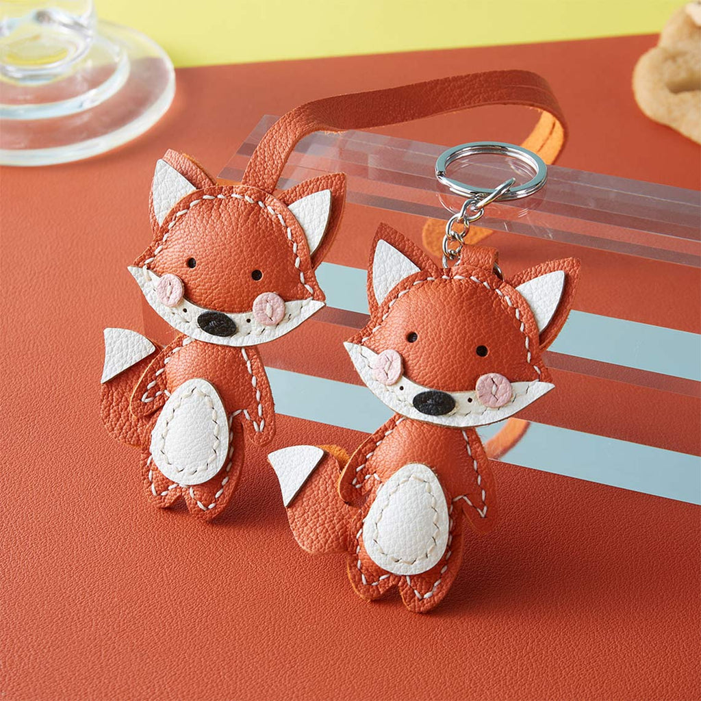 CUCUBIRD Sheep Leather Little Fox Keychain DIY Kit  