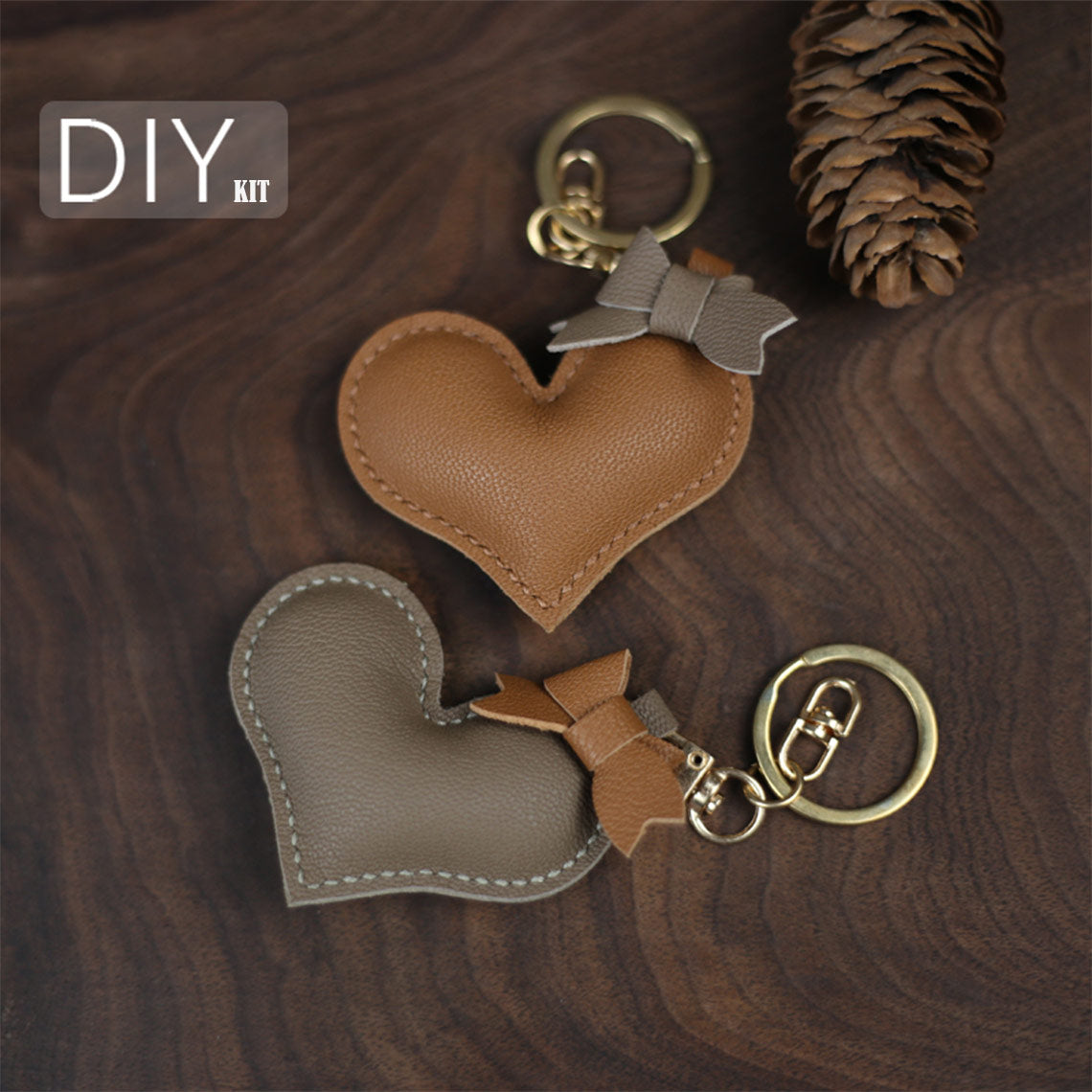 Sheep Leather Loving Heart Keychain DIY Kit - CUCUBIRD