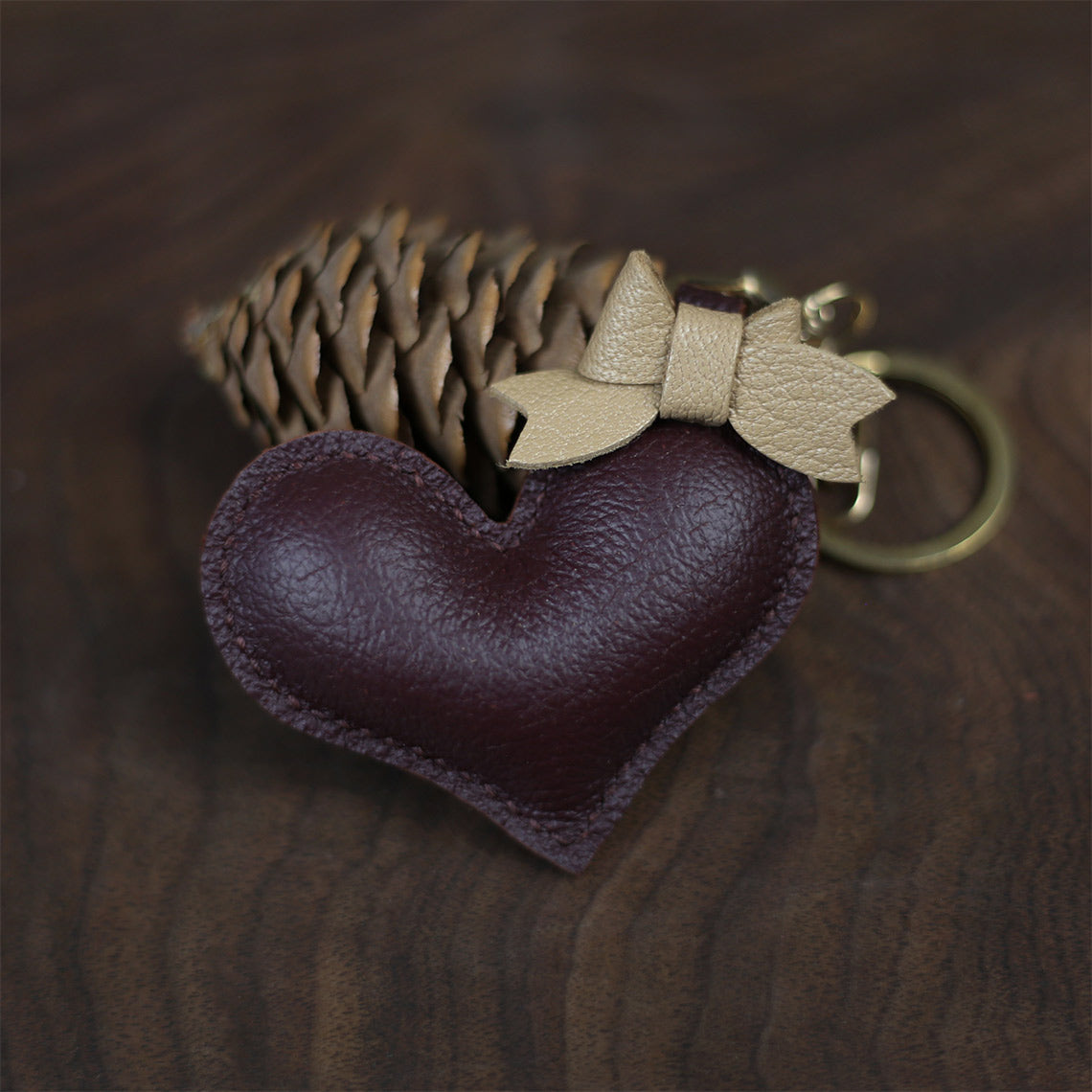 CUCUBIRD Sheep Leather Loving Heart Keychain DIY Kit Wine 