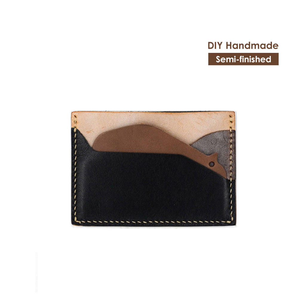 CUCUBIRD Top Grain Leather Hippo Card Holder DIY Kit Cowhide/Black 