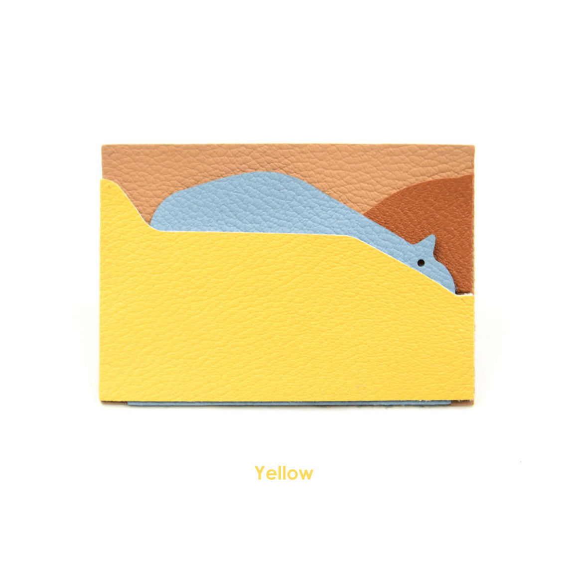 CUCUBIRD Top Grain Leather Hippo Card Holder DIY Kit Goat leather/Yellow 