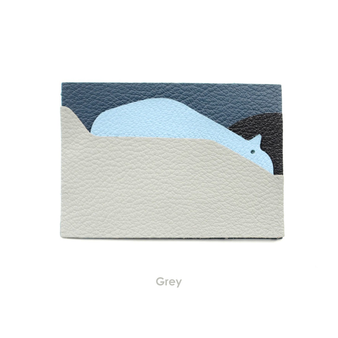 CUCUBIRD Top Grain Leather Hippo Card Holder DIY Kit Goat leather/Grey 