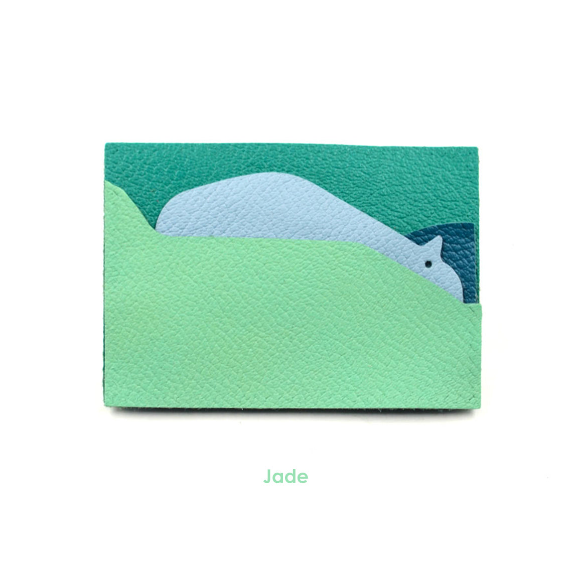 CUCUBIRD Top Grain Leather Hippo Card Holder DIY Kit Goat leather/Jade 