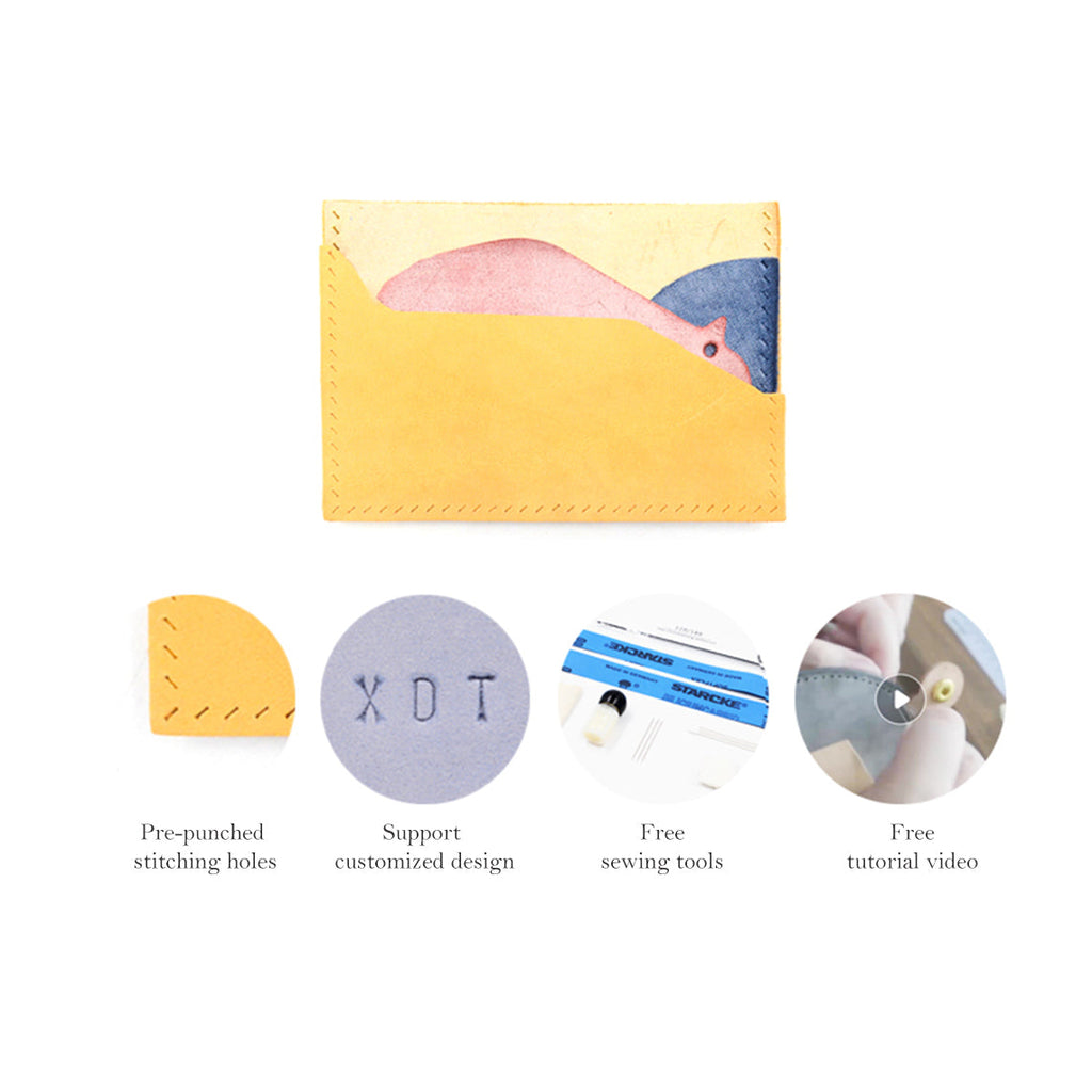 CUCUBIRD Top Grain Leather Hippo Card Holder DIY Kit  