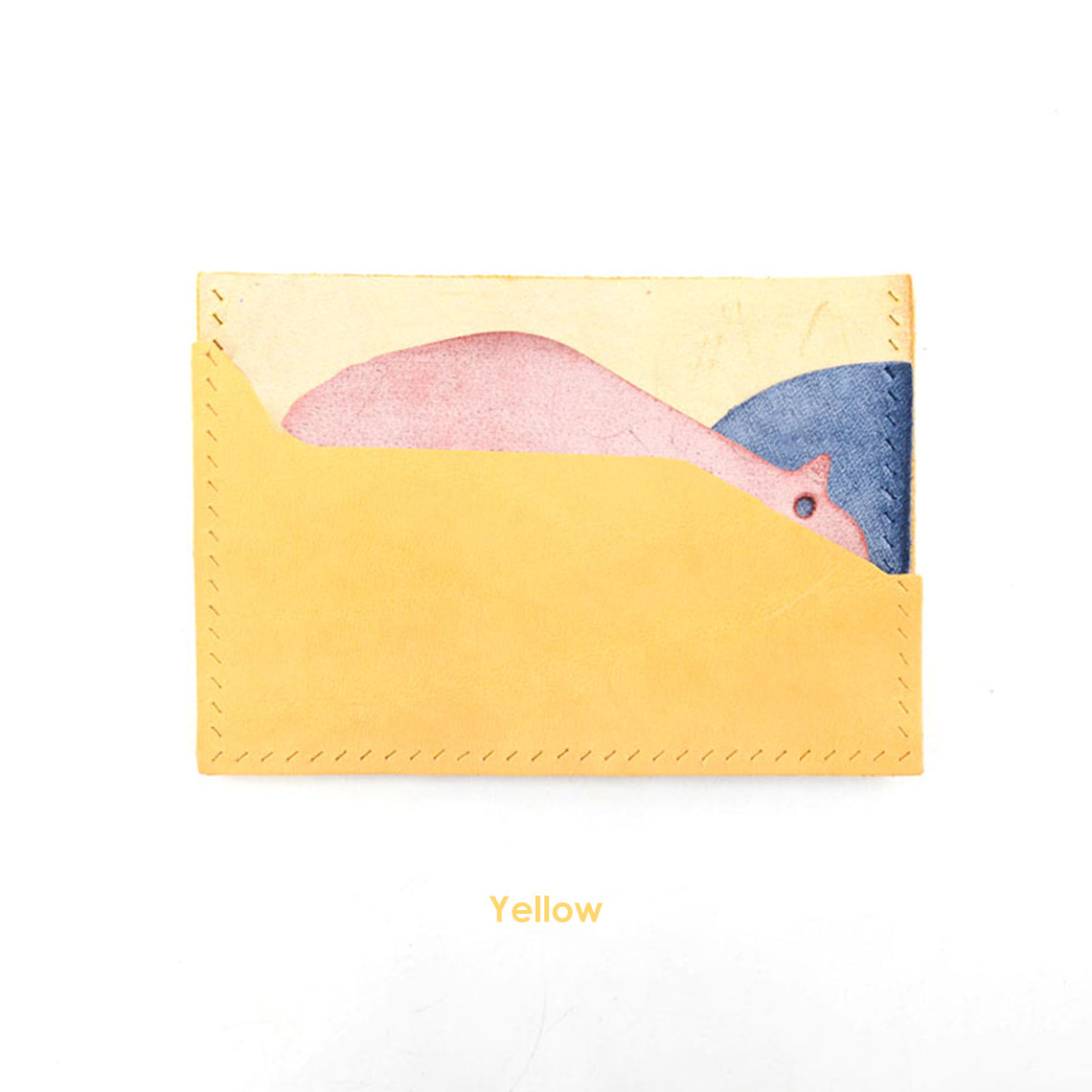 CUCUBIRD Top Grain Leather Hippo Card Holder DIY Kit Cowhide/Yellow 