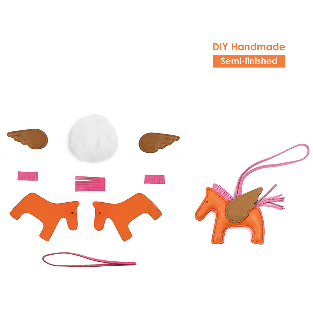 CUCUBIRD Sheep Leather Rodeo Horse Bag Charm DIY Kit Orange 